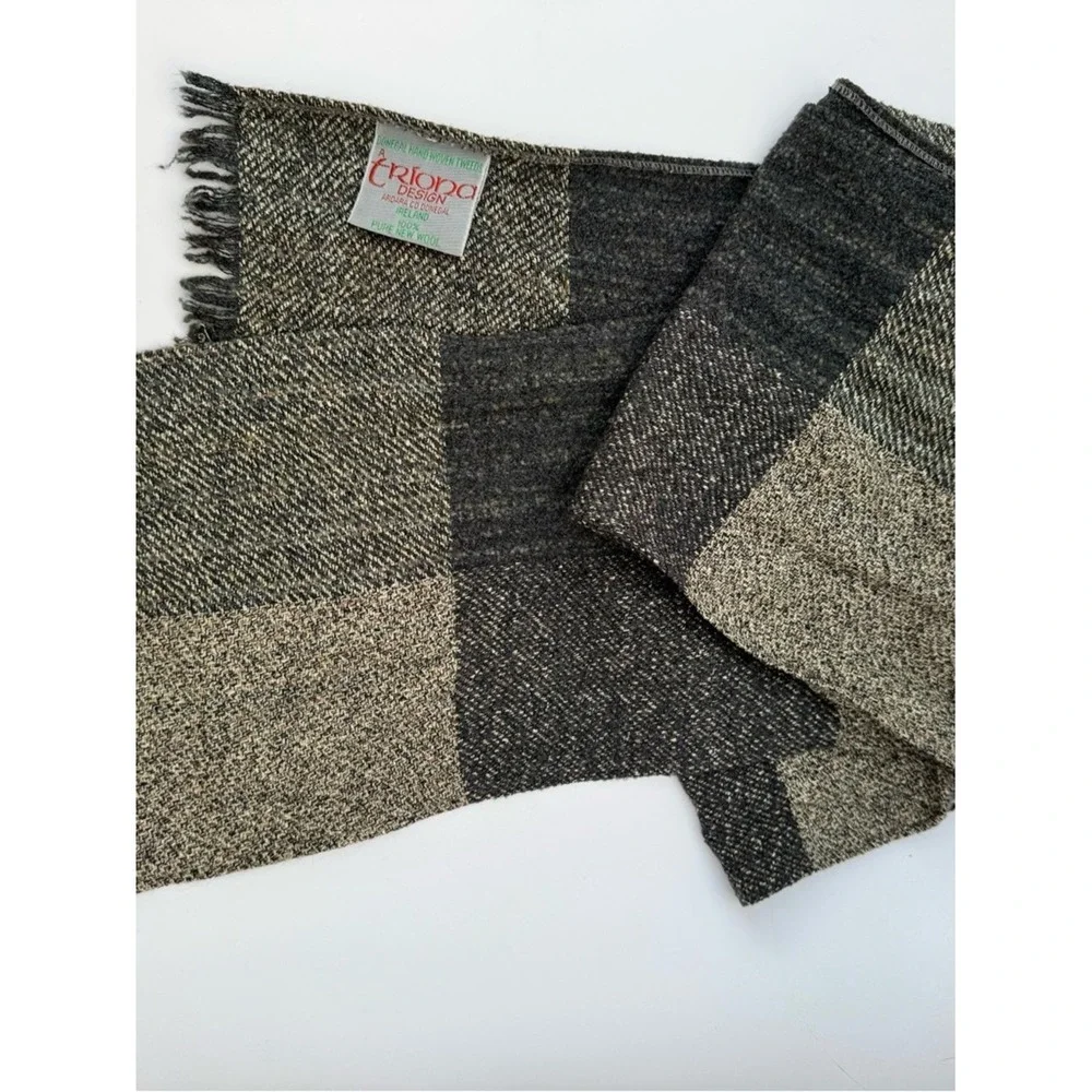 Donegal Scarf Hand Woven Tweeds Wool Irish Tríona Ardara Co Beige Gray Unisex